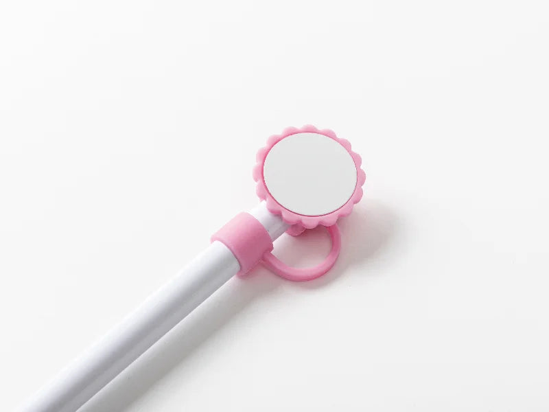 Silicone Straw Cover w/ Insert(Pink,Sunflower shape)