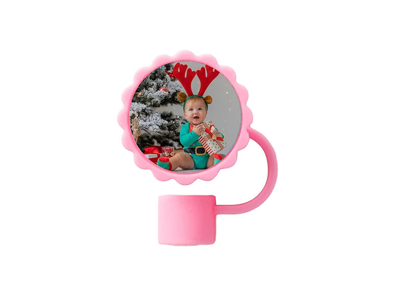 Silicone Straw Cover w/ Insert(Pink,Sunflower shape)