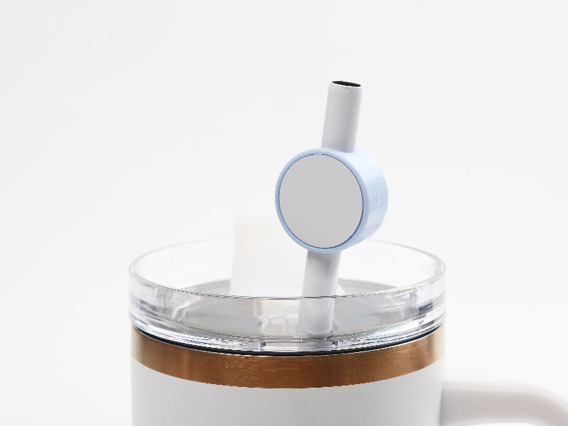 Sublimation Blanks Silicone Straw Cover w/ Insert(Blue,Round)