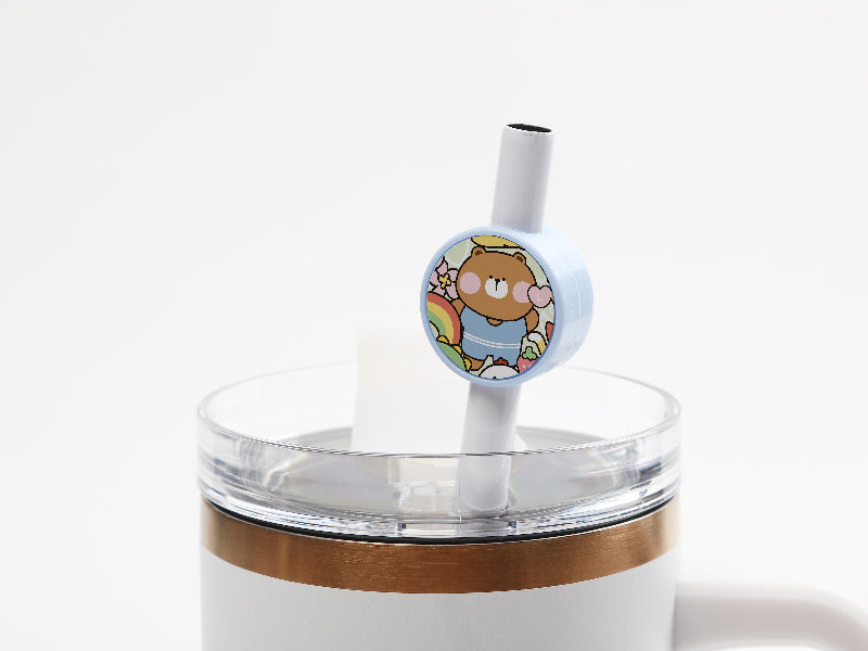 Sublimation Blanks Silicone Straw Cover w/ Insert(Blue,Round)