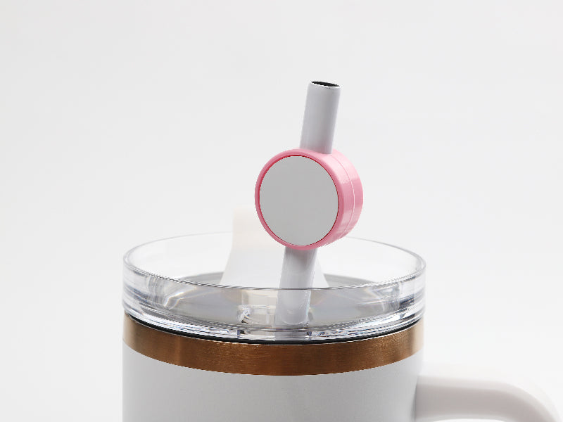 Sublimation Blanks Silicone Straw Cover w/ Insert(Pink,Round)