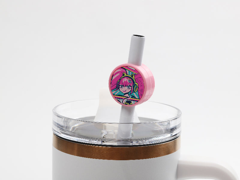 Sublimation Blanks Silicone Straw Cover w/ Insert(Pink,Round)