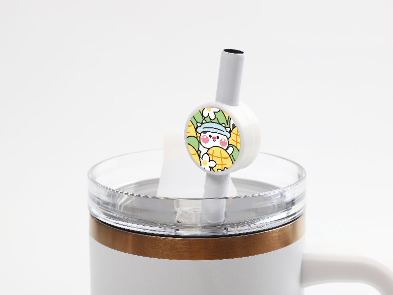 Sublimation Blanks Silicone Straw Cover w/ Insert(White,Round)