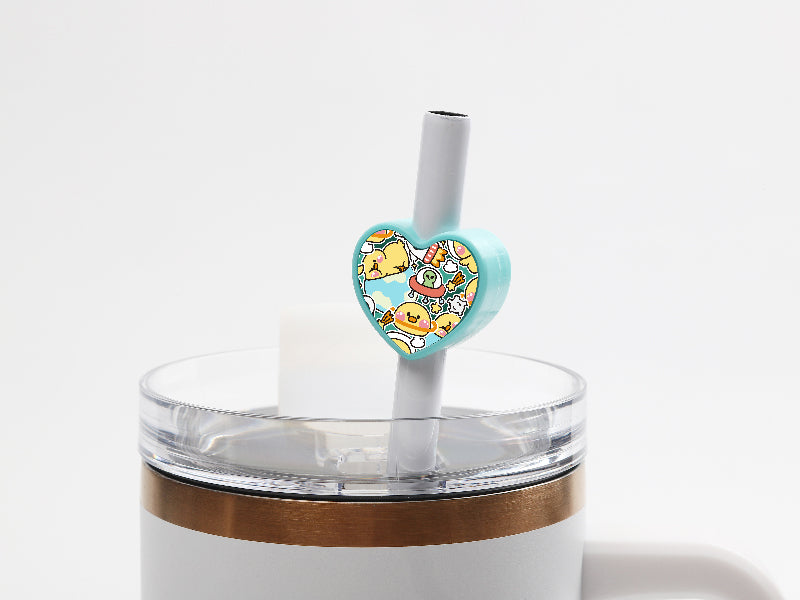 Sublimation Blanks Silicone Straw Cover w/ Insert(Green,Heart Shape)