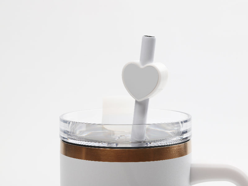 Sublimation Blanks Silicone Straw Cover w/ Insert(Pink,Heart Shape)