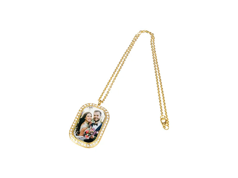Sublimation Blank Square Necklace w/ diamond (Gold)